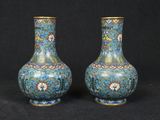 pair of chinese cloise enamel vases with floral decoration