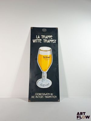 Plaque émaillée bombée rectangulaire La Trappe White Trappis…