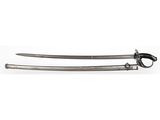 a pair of swords with a black handle on a white background