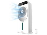 an image of a white air purifier with a blue light coming out of it