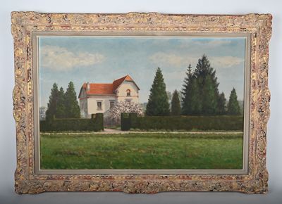 Georges SAIRE (XXe siècle) La maison aux toits rouges. - Photo 1