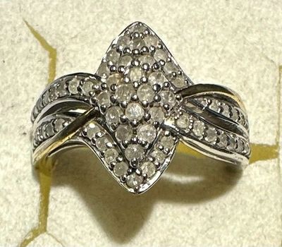 BAGUE DIAMANTS 1/2CARAT+PENDENTIF - ARGENT 925 - Taille 52 -…