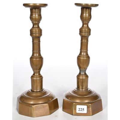 pair of antique brass candlesticks