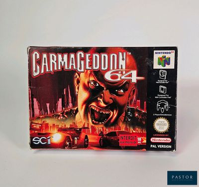 On voit ici la boîte du jeu « Carmageodh 64 ».