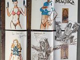 some of the pages of a comic book are lined up on a table