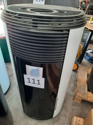 a black and white air conditioner on display in a store