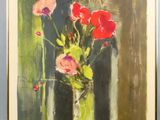 une peinture de fleurs dans un vase sur une table