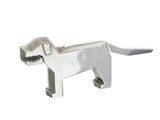 un objet métallique en forme de chien sur fond blanc