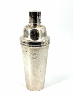 silver plated cocktail shaker on white background with white background