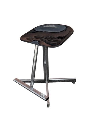 an image of a black and silver stool with a seat on it