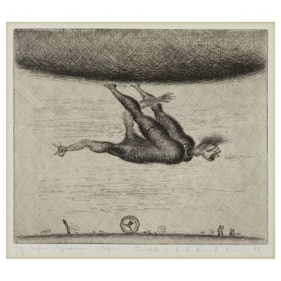 une image représentant un dessin d'un homme tombant d'un bateau