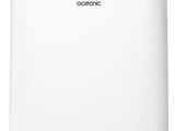 a white portable air conditioner on a white background