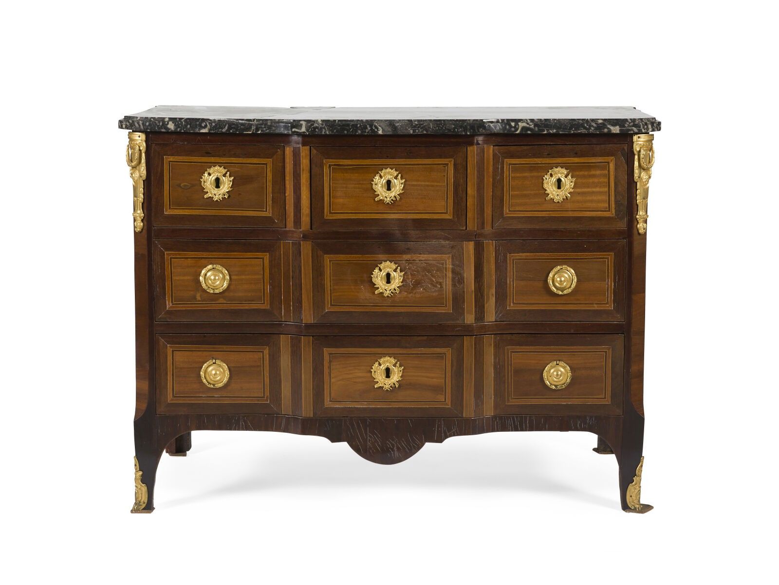 COMMODE EN SATINÉ ET AMARANTE