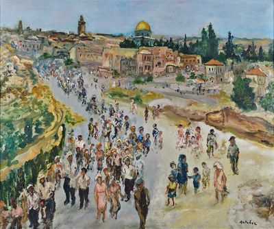 Isaac ANTCHER (1899-1992) Célébration à Jérusalem.