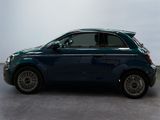a blue car that is parked in a room