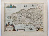 une vieille carte de l'île de Guernesey datant du milieu du XVIIIe siècle