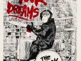un dessin en noir et blanc représentant un singe assis sur un tambour