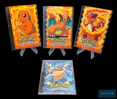 Trois cartes à collectionner Pokémon sont représentées sur un fond noir