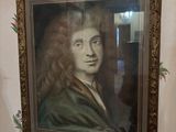a painting of a man that is hanging on the wall