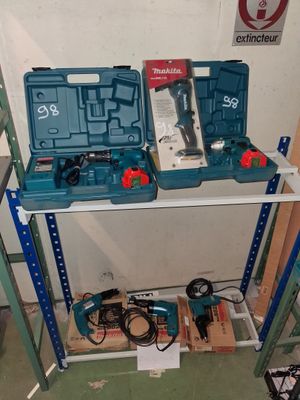 a shelf with tools on it in a room