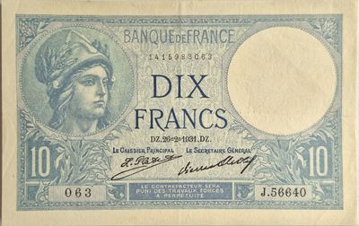10 francs Minerve 26/2/1931 , SPL