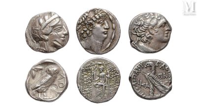 six ancient roman coins with heads and heads on them