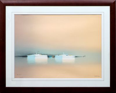 une image représentant un tableau où l'on voit deux bateaux flottant sur l'eau