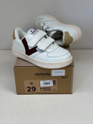 baskets blanches et bordeaux à bandes Velcro