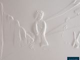 a drawing of a woman on the wall of a building