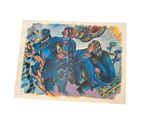 a picture of a painting of a group of people riding on elephants