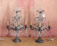 PAIRE DE GIRANDOLES à quatre bras de lumière en bronze et pe… (photo 6)