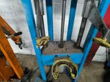 a fork and a pair of scissors on a blue stand
