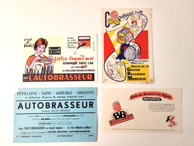 Ensemble de quatre buvards : Coopérative GBM, Bouchart ainsi…