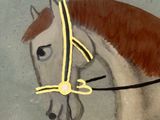 a painting of a horse with a bridle on it ' s head