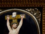 a picture of a painting of jesus on the cross