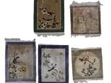 six oriental rugs with birds and flowers on them on a white background