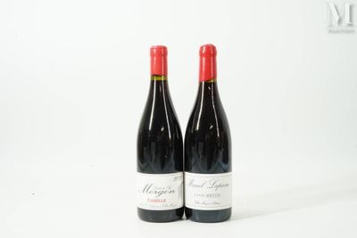 deux bouteilles de vin rouge posées l'une à côté de l'autre sur une surface blanche