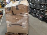 a large stack of boxes sitting on a pallet in a warehouse