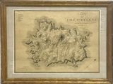 une vieille carte de l'île de Skye, en Écosse, dans un cadre doré