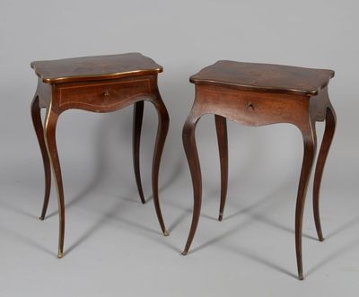pair of antique mahogany side tables with turned legs