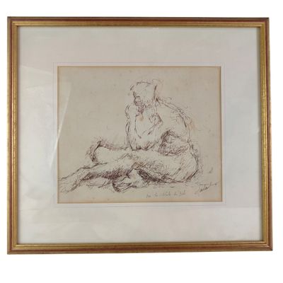 an image of a drawing of a man sitting on the ground