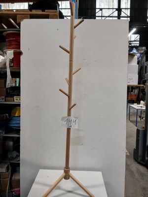 Lot de 5 portemanteaux sur pied en bois naturel, structure s…