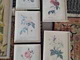 four framed pictures of flowers on the floor
