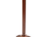an antique wooden table with a glass top on a white background