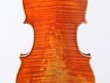 an old violin with a wooden back and a white background