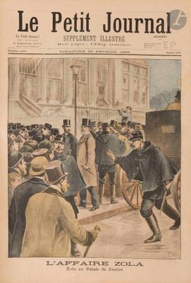 an old french newspaper with a drawing of a crowd of people