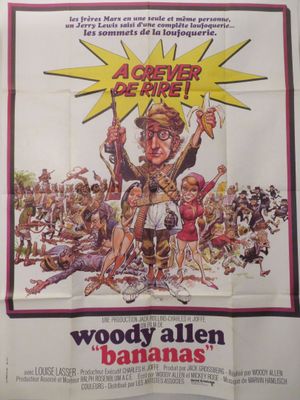 une affiche d'un film avec Woody Allen : « Bananas »