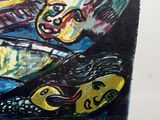 a picture of a painting of a man playing a guitar