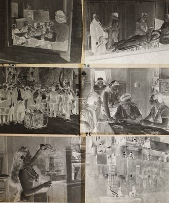 plusieurs photos en noir et blanc d'infirmières et d'infirmiers dans un hôpital