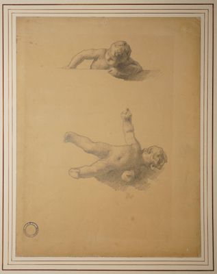 FERRIER Gabriel, 1847-1914, Deux putti, Dessin à la mine de … - Photo 1
